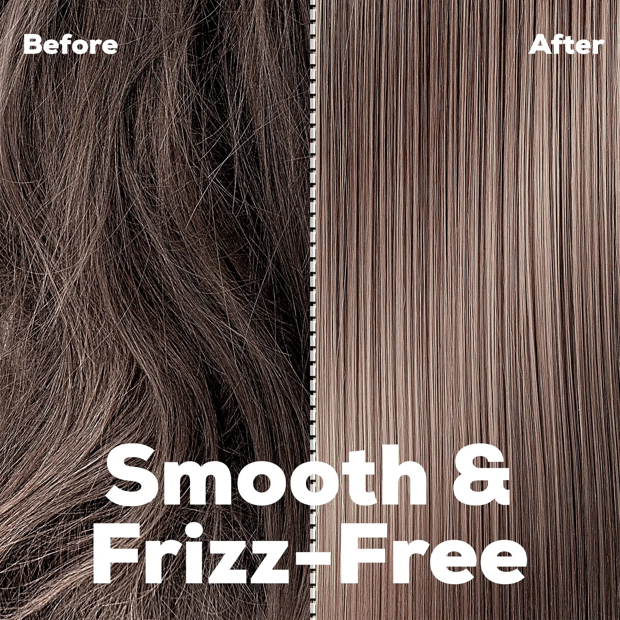 before after of smooth and curly hair