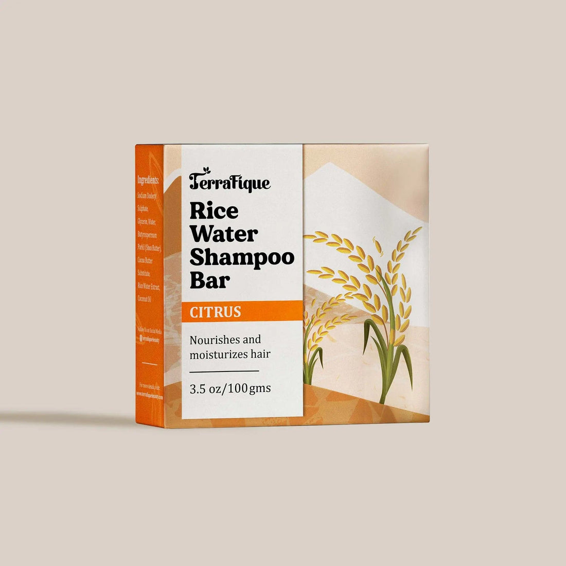 terrafique rice water shampoo bar box